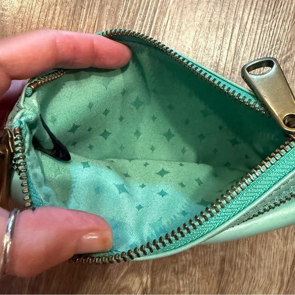 Vintage Fossil Wallet Mini Purse Pistachio Green Leather Clutch 90's Purse Bag - Picture 5 of 8